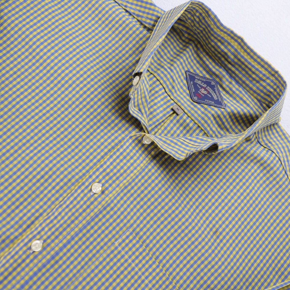 Bills Khakis‎ Mens XL Button Down Shirt Blue Yellow Gingham Check Made in USA